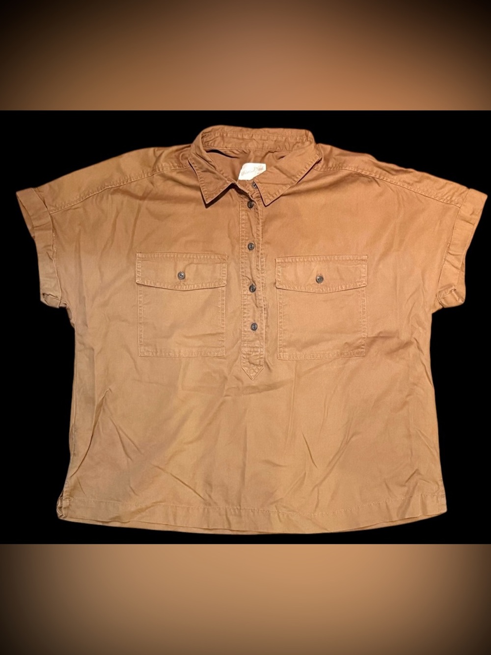 Universal Thread Women’s M Brown Utility Shirt Short Sleeve Oversized Pocket Top